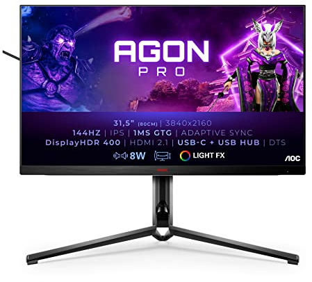 AOC AGON Pro AG324UX - 32 Zoll UHD Gaming Monitor, 144 Hz, 1 ms, HDR400, FreeSync Premium (3840x2460, HDMI 2.1, DisplayPort, USB-C, USB Hub) schwarz
