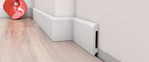 5 pezzi / 10 metri battiscopa – bianco – 2 metri – materiale duro/simile alla plastica – decorazione – Parete – pavimento – soffitto (DP4)