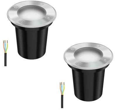 ledscom.de 2x Mark infälld lampa BOLI för utomhusbruk, IP67, rostfritt stål, frostad, rund, 108mm Ø inkl. LED-lampa 450lm varmvit