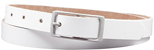 Vascavi Ledergürtel, 2 cm breit, Echtes Leder, Unisex Gürtel für Damen und Herren, MADE IN GERMANY, AM11-SL-Weiss-115