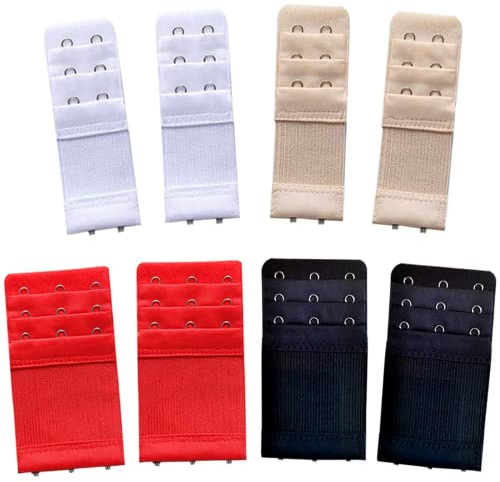 IRYNA Bra Extenders 4Pcs Bra Extenders 3 Hooks and 4Pcs Bra Extenders 2 Hooks Comfortable Women’s Bra Extenders Bra Strap Extender Bra Extension Bra-Extenders (Red White Black and Beige)