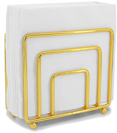 Portatovaglioli in Metallo, Dispenser Porta Tovaglioli di Carta, per Tavolo di Cucina, Ristorante e Bar (Oro)