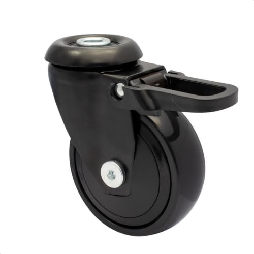 WAGNER ultrawendige 360° - 3C - Design-Lenkrolle/Möbelrolle - schwarz, soft, Rückenloch, Feststeller kompatibel mit TENO Möbelbeine, Durchmesser Ø 75 mm, Bauhöhe 100 mm, Tragkraft 75 kg - 01337701