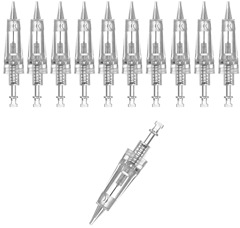 Aiguille tatouage, Aiguilles de Cartouche de Tatouage Standard Aiguilles de Tatouage Jetable avec Membrane Round Liner Tattoo Needle Cartridges 10Pcs (1RL)