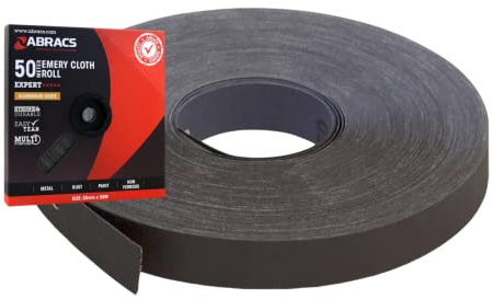 Emery Cloth Sandpaper Roll Abracs Fine Medium Coarse Aluminium Oxide (120 Grit, Full 50 Metre Roll)