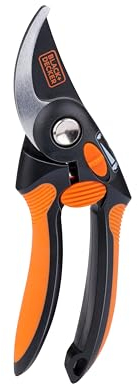 BLACK+DECKER Secateur de Jardin - Taille Haie Lames en Acier de Haute Qualité - Coupe Branche Poignée Ergonomique - Secateur Capacité de Coup de 13 MM – Noir/Orange