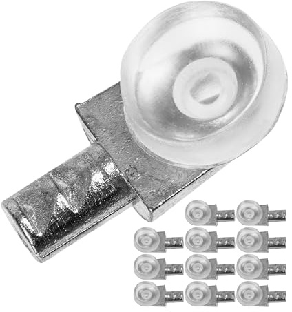 Regalboden Träger, 12 Stück, Bodenträger für Ø 5 mm Bohrlöcher, mit 14 x 10 mm Auflagefläche, massiver Stahl, Rost-frei, Einlegeboden Halter mit Soft Pad, Regalbodenträger Möbel, Regalstütze Fachboden