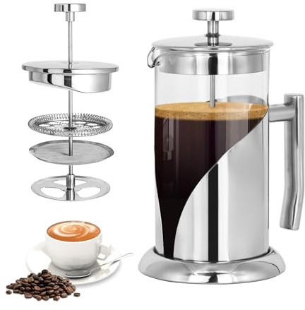 SOTECH Kaffeebereiter, Kaffeemaschinen aus Edelstahl, 1 Liter, isoliert, leicht zu reinigen, multifunktional, 3 Schichten Filtration, minimalistisches Design