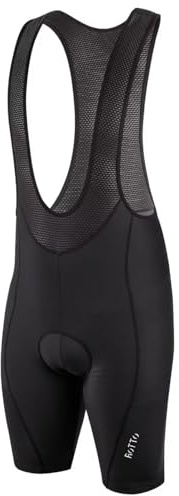 ROTTO Cykelshorts med hängslen för män vadderade med svamp och gel för landsvägscykel mountainbike ridning, 01svart, M