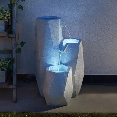 Festive Lights Fontana a cascata ad energia solare della serenità bianca LED dell'acqua del giardino della fontana di effetto pietra