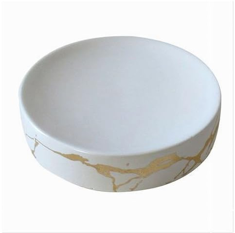 OISE ART STORE Trade Shop - Piattino Porta Sapone Saponetta Bagno Accessorio Arredo Effetto Marmo Oro 59887 -