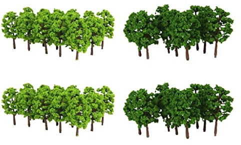 Luzhengyang 80 piezas de mini árboles arquitectónicos a escala 1:150 de plástico verde kit para maquetas de tren y arbustos de diorama - para paisaje, materiales y