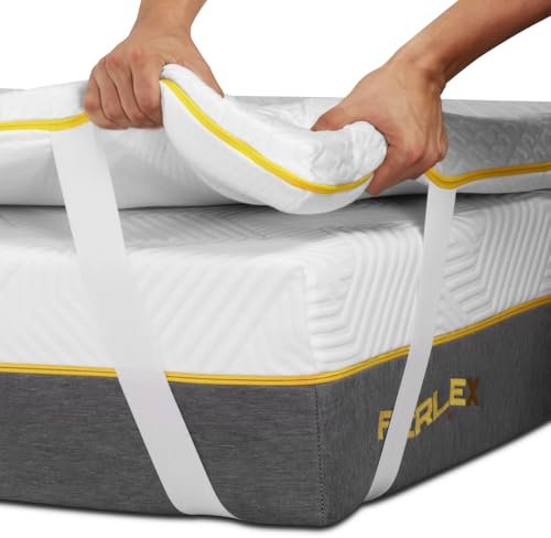 Ferlex - Surmatelas à Mémoire de Forme | Gel Rafraîchissant | Epaisseur 5 cm | 100% viscoélastique | Réversible Hiver Été | Surmatelas Déhoussable et Lavable (160x200)