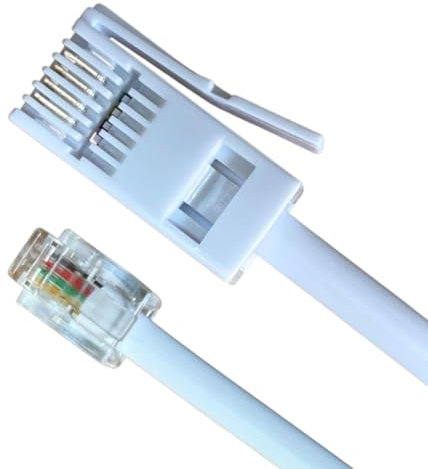 BT Phone Line Plug to RJ11 Crossover Telephone Cable,Telephone Cable Phone Cable for Landline ADSL Modem,White Extension Lead for Landline, Modem, Fax 2meter