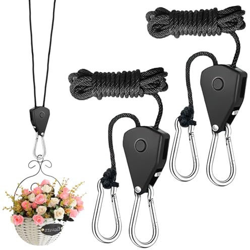 Lot de 2 Tendeurs à Cliquet pour Voiles d'Ombrage avec Corde de Tension, Haubans de 1/8 Pouce, Suspension Réglable