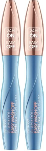 Catrice Glam & Doll Easy Wash Off Power Hold Volume Mascara, Nr. 010, Schwarz, langanhaltend, volumengebend, vegan, ohne Mikroplastikpartikel, Nanopartikel frei, ohne Parfüm, 2er Pack (9ml)