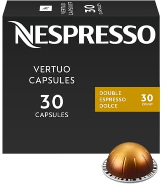 Nespresso Capsules Vertuo, Double Espresso Dolce, 30-Count Espresso Pods, Brews 2.7 oz.