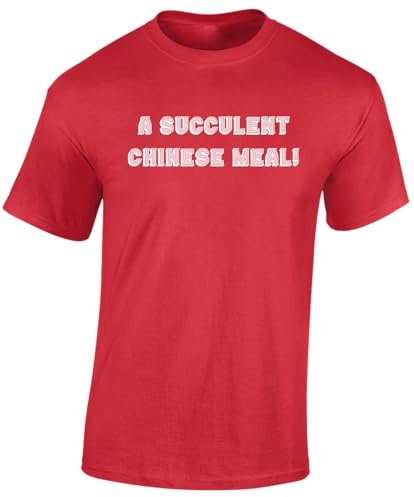 Crown Designs A Succulent Chinese Meal Premium Quality Funny Classic Meme Video Joke Regular Fit T-Shirt Top for Men and Teens - Red/L