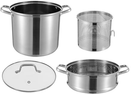 Kochtopf 28cm, 8Liter: Edelstahl Suppentopf, spülmaschinengeeignet, für alle Herdarten geeignet, inkl. Glasdeckel