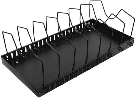 Garneck Pot Lid Storage Rack Organizer Adjustable Compartments for Kitchen Cabinets Holds Pots Pans Cutting Boards and Plates