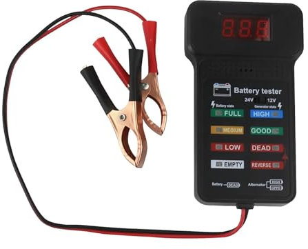 Kfz-Batterieprüfer, Batterietester Kfz | 12V/24V Digitaler Autobatterieanalysator | Elektrowerkzeuge mit LCD-Display und LED-Anzeige, Spannungsanzeige