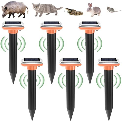 6 Stück Solar Maulwurfschreck, Maulwurf Vertreiber IP65 Wasserdicht Ultrasonic Maulwurfvertreiber, Maulwurfabwehr zur Vertreibung von Maulwürfen, Erdhörnchen und Wühlmäusen aus Grünanlagen (orange)