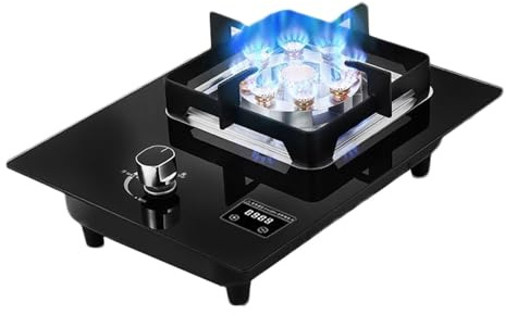 1 Cuisinière À Gaz, Brûleur Carré En Verre Trempé De 5,2 KW, Cuisinière Convertible GN/GPL, Installation Intégrée/de Bureau, Avec Réglage Multi-vitesses D'extinction De Sécurité(NG)