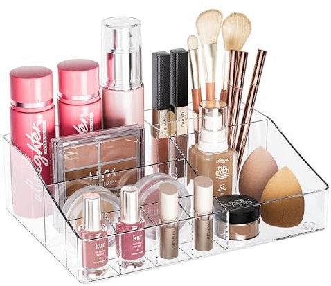 DancesCat Organizzatore di Trucchi Trasparente, per Rossetti, Gioielli, cura delle Unghie, Organizzatore per la cura della pelle, Organizzatore da Scrivania Ideale per Cassettiera e Bagno (Libero)