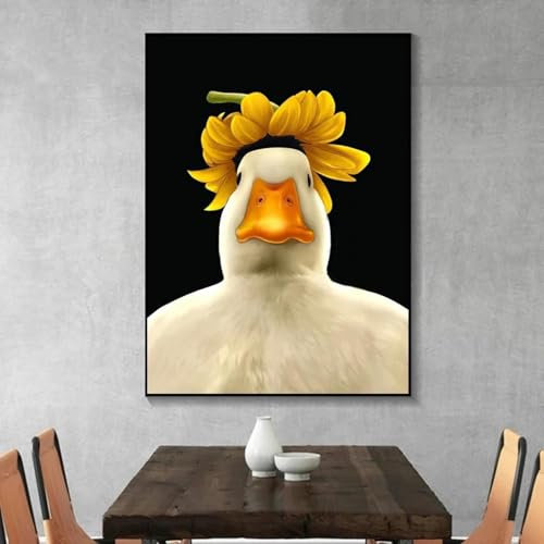 KEMEIQI Humor Arme Ente Lustige Elegante Tier-Wandkunst, HD-Leinwanddruck-Poster, Zuhause, Wohnzimmer, Raumdekorationsgemälde, 80 x 120 cm, rahmenlos