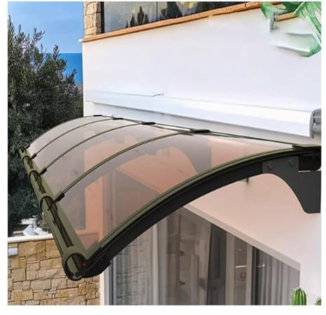 HOFUNTRE Toldo Cubierta De Policarbonato En Jardín，Exterior Tejadillo De Protección，Diseño De Fregadero, Drenaje Rápido, Estructura Arqueada, Fuerte Y Resistente A La Presión.(80*360cm/31.5*142in)