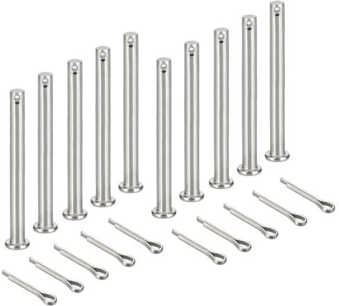 sourcing map Lot de 10 goupilles de chape M6 x 80 mm, en acier inoxydable 304, système de verrouillage à tête plate à tête plate avec goupilles fendues pour installation de meubles, remorque, tondeuse