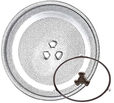 Mikrowellen-Glas-Drehteller Ersatz - 24,4 cm bis 31,5 cm kratzfestes Glas-Tablett mit Kupplung & Ring, langlebige runde Mikrowellenteller für einfaches Kochen und Erhitzen
