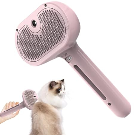 Haustier-Dampfbürste - 3-In-1 Dampf-Haustierbürste | Hundebürste Mit Spray | Haustier-Pflege-Dampfkamm | Katzenbürste Mit Dampf | Wiederaufladbare Haustierkamm Für Hunde Und Katzen