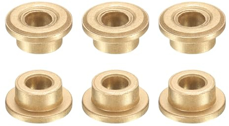 sourcing map 6Pcs Flange Sleeve Bearings, 5mm Bore x 9mm OD x 6mm Length, Self-Lubricating Sintered Bronze Bushings