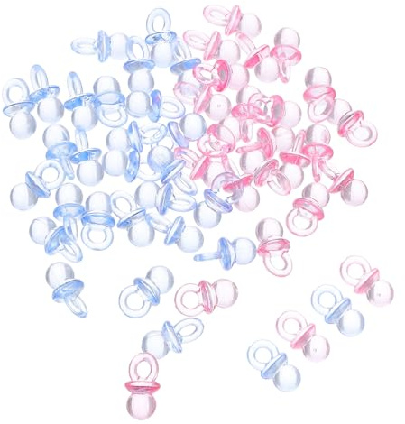 VICASKY 200PCS Shower Pacifier Charms Transparent Acrylic Mini Pacifier Confetti for Diaper Cake Embellishments Lightweight Table Scatter Decorations for Newborn Party Favors