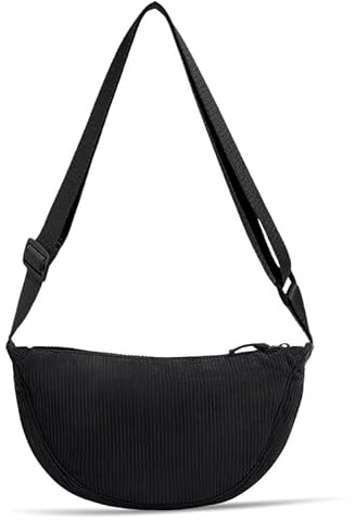 HMCEY Borsa Mezzaluna Donna,Borsetta a Mezza Luna In Velluto a Coste,Moon Bag Small,Crossbody Bag Halfmoon,Borsa Marsupio Donna Tracolla,Borse a Spalla Casual,Borsetta a Mano Elegante per Viaggio