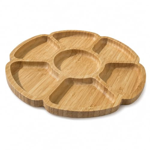 Mosto Flower Bamboo Serving Tray – Small Cheese Board & Snack Tray for Picky Bits, Afternoon Tea & Nibbles, Eco-Friendly Wooden Charcuterie Board for 1–2 People