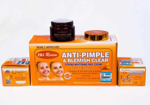 Anti-Pimple & Blemish Clear Whitening Face Cream, 7-Day Action Formula with Carrot Extract and Vitamin C, Treatment for Dark Spots and Acne