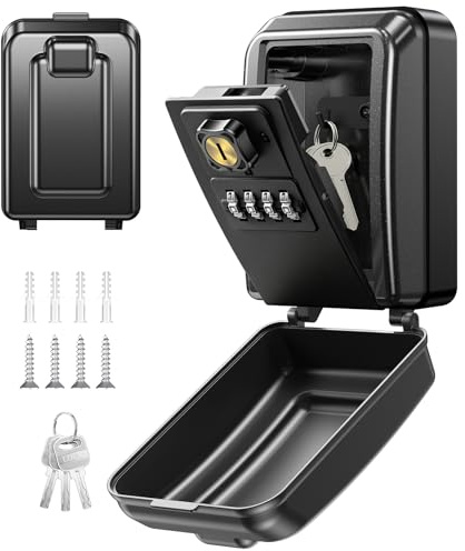 Mohard Boite a Clef Securisee Exterieur avec Clé de Secours Réinitialisable | Boite à Clé Murale à Combinaison 4 Chiffres, Grande Capacité & Imperméable Coffre Fort a Clefs pour Maison Bureau Garage
