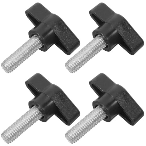 MAGICLULU Boutons de Réglage à Vis en Plastique Noir M8x25 Tête 36 Mm, 4 Pièces, Boulons à Main Moletés Ergonomiques pour Fixation Machine et Quincaillerie, Outils Travail du Bois