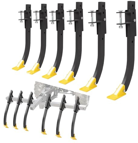 Suitable for 6 Adjustable Scarifier Chisels Compatible with ATV/UTV Manual Implement Lift 1-Point Lift System Plow Implements Soil Loosening Shank Chisels for Field Preparation, Gardening, Landscaping