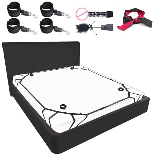 Ninonly Kit De Restricción De Cama Bondage BDSM | Kit Sexuales Pareja, Correas Ajustables, Con Antifaz, Esposas, Tobilleras, Accesorios Íntimos Portátiles Y Suaves