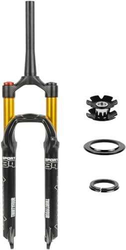 CFDZCP Forcelle per Bicicletta Forcella A Sospensione Pneumatica for Mountain Bike, 26/27,5/29 MTB Forcella Pneumatica da Viaggio 100 Mm 1-1/8 Forcella Anteriore(Gold Tapered,27.5'')
