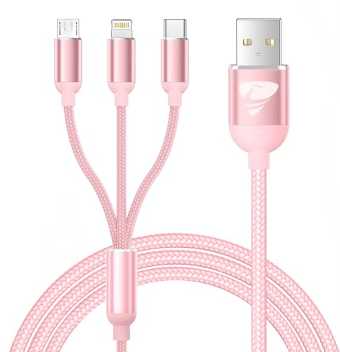 Câble Multi USB, 3 en 1 Câble Universel [1.2M] Multi USB Câble de Chargement en Nylon avec Micro USB Type C Lightning Câble pour iPhone, Samsung, Redmi, Huawei, Sony, LG, Nokia, Android, OnePlus