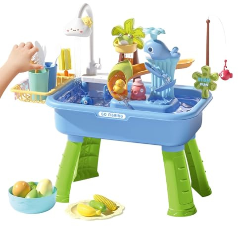 Generisch Wasserspieltisch Für Kinder, Sand Wassertisch, Angelspielzeug Aktivitäts- Und Sensorikspielset Für Mädchen Vorschulkinder Garten Terrasse Camping Badezimmer