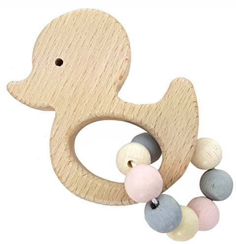 Hess Holzspielzeug 11110 - Jouet de préhension en bois avec petite chaîne à boules, série Nature oiseau en bleu, pour les bébés à partir de 6 mois, fait main