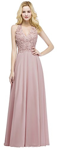 Misshow Robe Femme Longue Demoiselle d'honneur avec Dentelle Florale Vintage Maxi pour Cérémonie