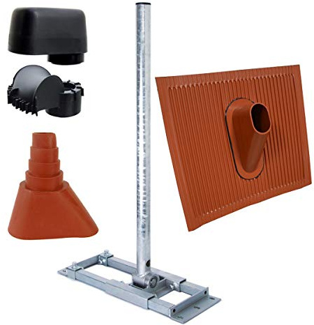 Premium X Deluxe X90-60 Dachsparrenhalter 90cm Ø 60mm Mast Mastkappe ALU Antennen-Ziegel Manschette Rot