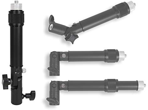 Photecs Stativ-Verlängerung Pro-S mit Kniegelenk, Verstellbarer Teleskop-Ausleger, Mini-Monopod mit 3/8 Zoll Innengewinde und 1/4 Zoll Außengewinde, inklusive Gewindeadapter 1/4 zu 3/8