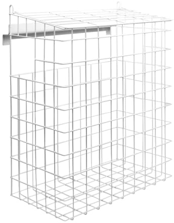 Letterbox No Screw Mail Catcher Cage|Pet Safe Door Guard | White Iron Letterbox Cage, Indoor Mail Storage Basket, Lift Top, No Screws, Pet Safe Guard, Universal Door Fit